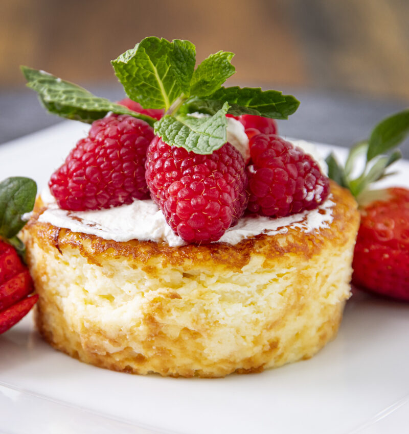 Basque Cheesecake with Strawberries and Whipped Cream